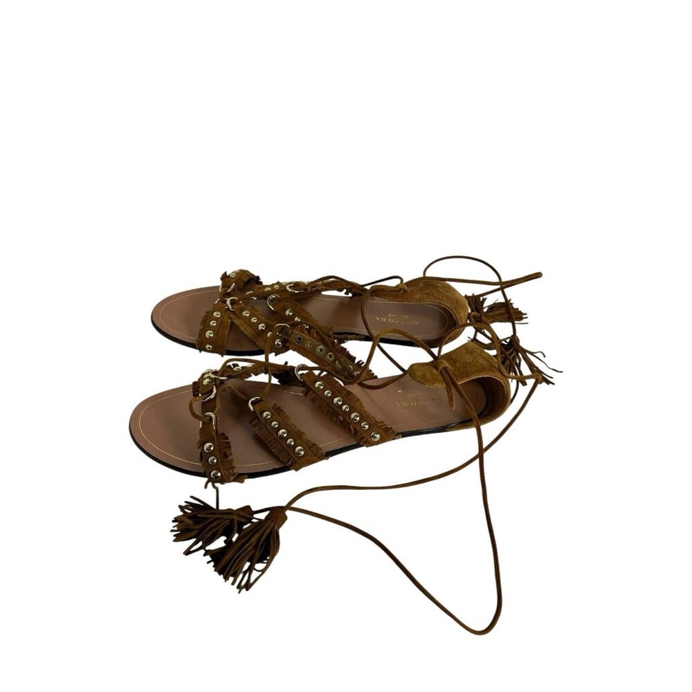 Aquazzura Firenze Women’s Strappy Sandals Size 39 Made In Italy Boho Hippie - Picture 2 of 5